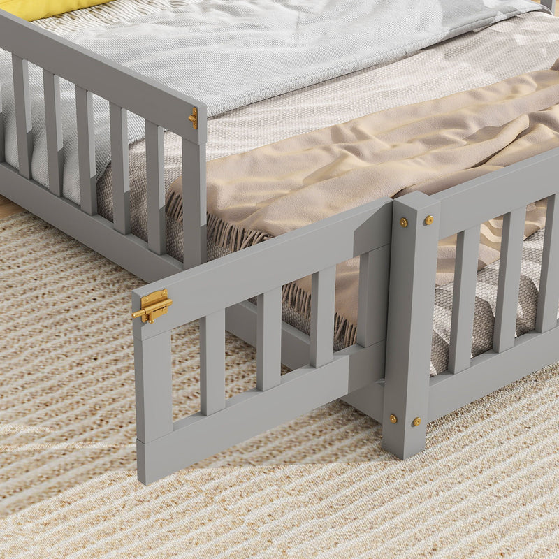 House-Shaped Headboard Floor Bed With Fence