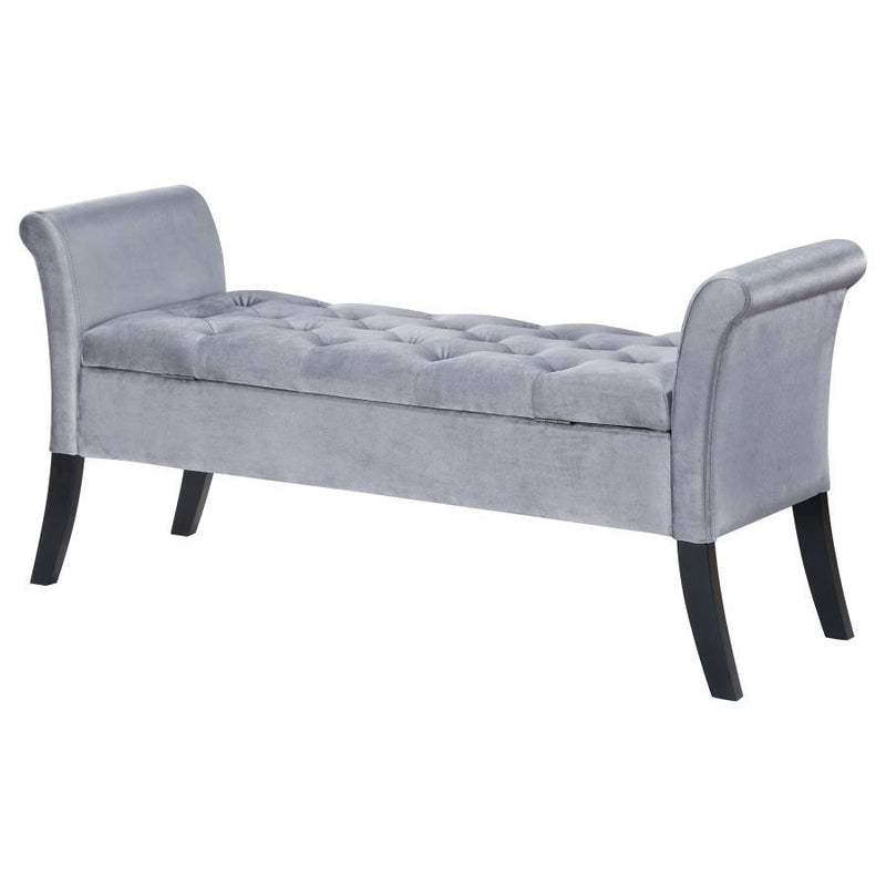 Farrah - Velvet Upholstered Rolled Arm Storage Bench