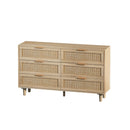 Rattan Storage Cabinet With 6 Drawers For Bedroom And Living Room - Natural