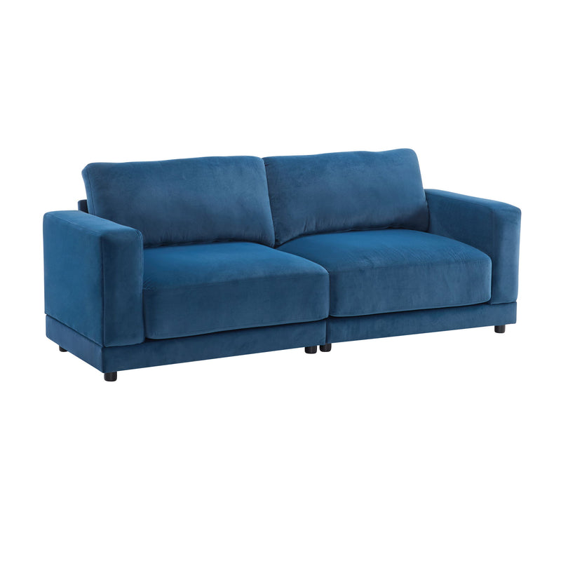 Modern Square Arm Sofa With Soft Fabric Upholstery, Deep Cushions