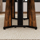 Rustic Rectangular Large Dining Table, Waterproof Desk For 8 People, & Steel With Adjustable Legs - Black / Rustic Brown