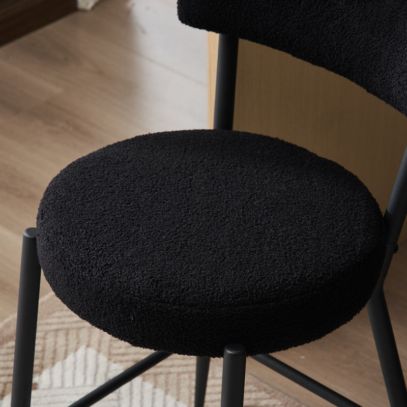 Modern Teddy Fabric Upholstered Bar Stools - Black Legs