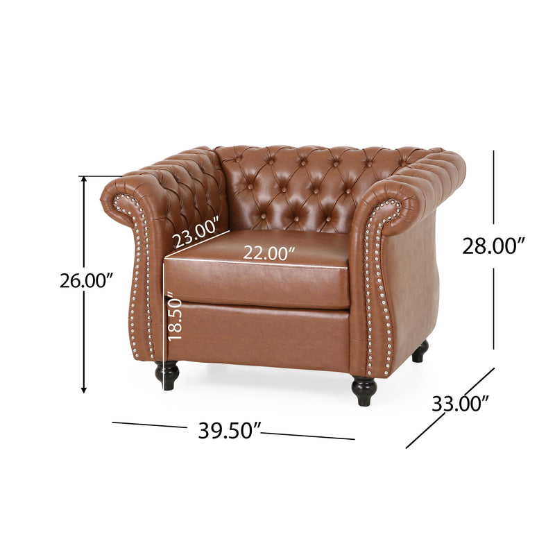 Tufted Accent Chair, Living Room - Light Brown