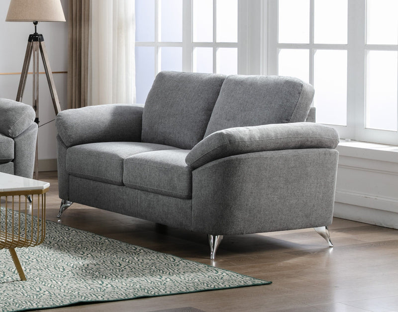 Villanelle - Loveseat With Chrome Finish Legs - Light Gray