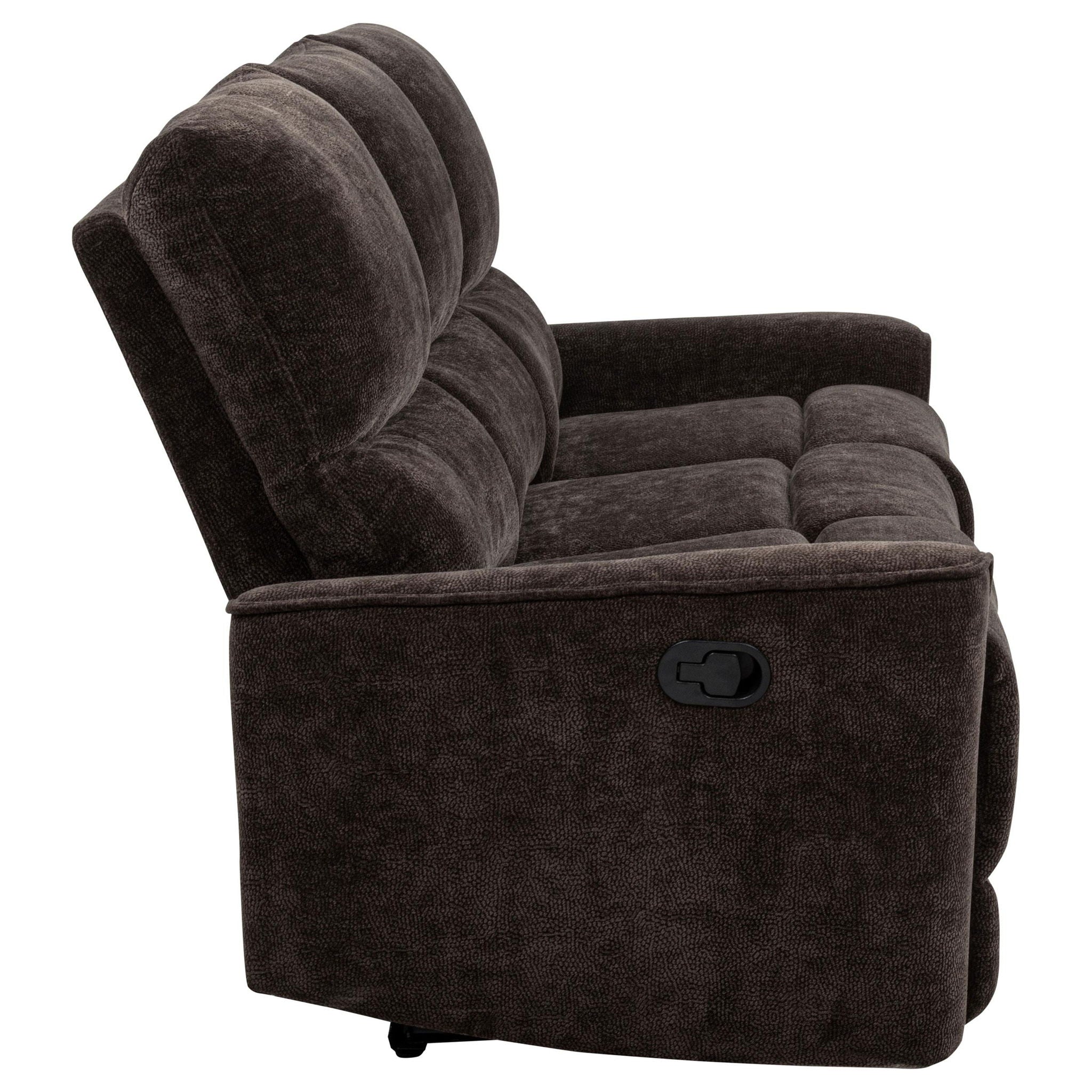 Navarro Chenille Upholstered Reclining Sofa Dark Brown