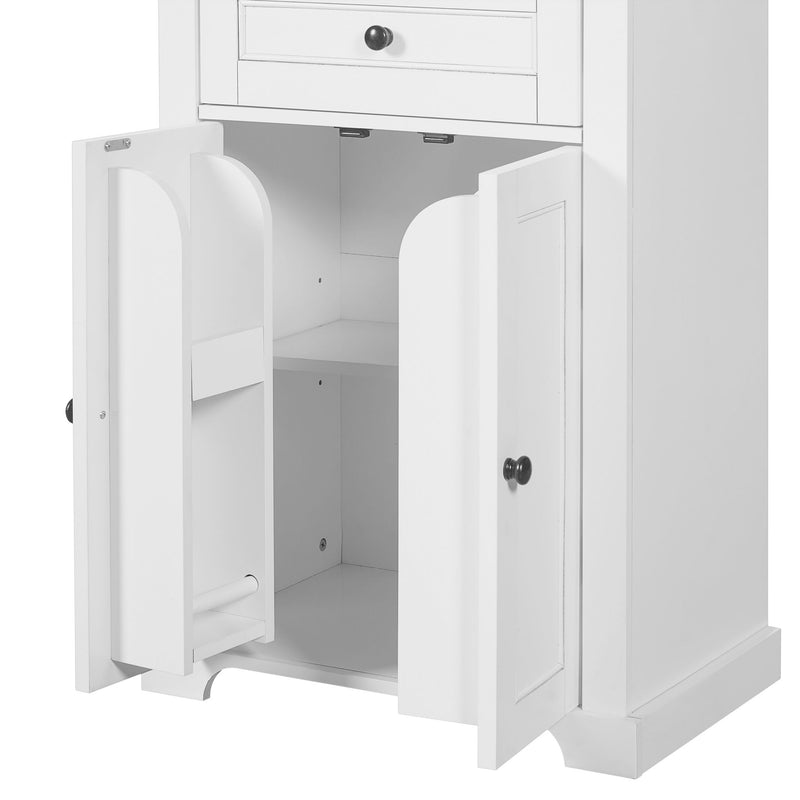 Bathroom Storage Cabinet, Adjustable Shelves & Drawer, Freestanding Linen Tower