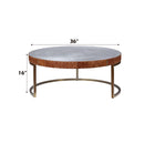 Tamas - Coffee Table - Aluminum & Cocoa Top Grain Leather - 16" - Atlantic Fine Furniture Inc