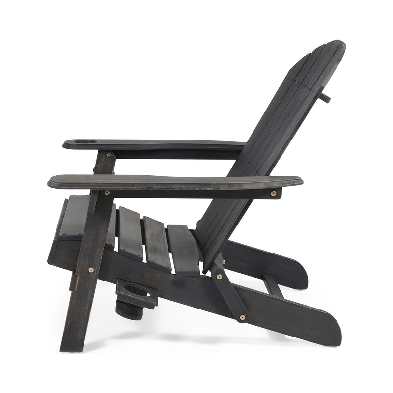 Zenithia - Outdoor Foldable Adirondack Chair With 2 Cup Holders