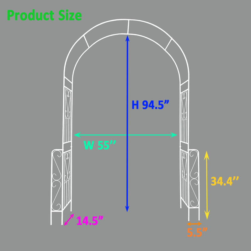 Metal Garden Arch Garden Arbor Trellis Climbing Plants Support Rose Arch Outdoor Arch