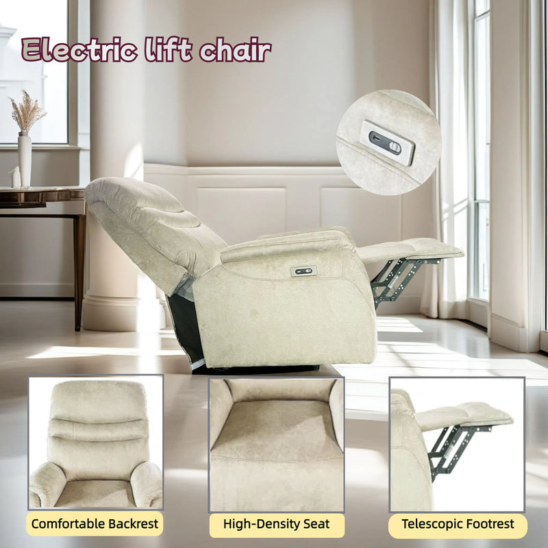 Comfortable Electric Lift Chair, Made Of High Grade Leather, Provides Full Body Support And Convenient Remote Control Operation, Making It An Ideal Choice For The Elderly And Those With Limited Mobili - Light Gray