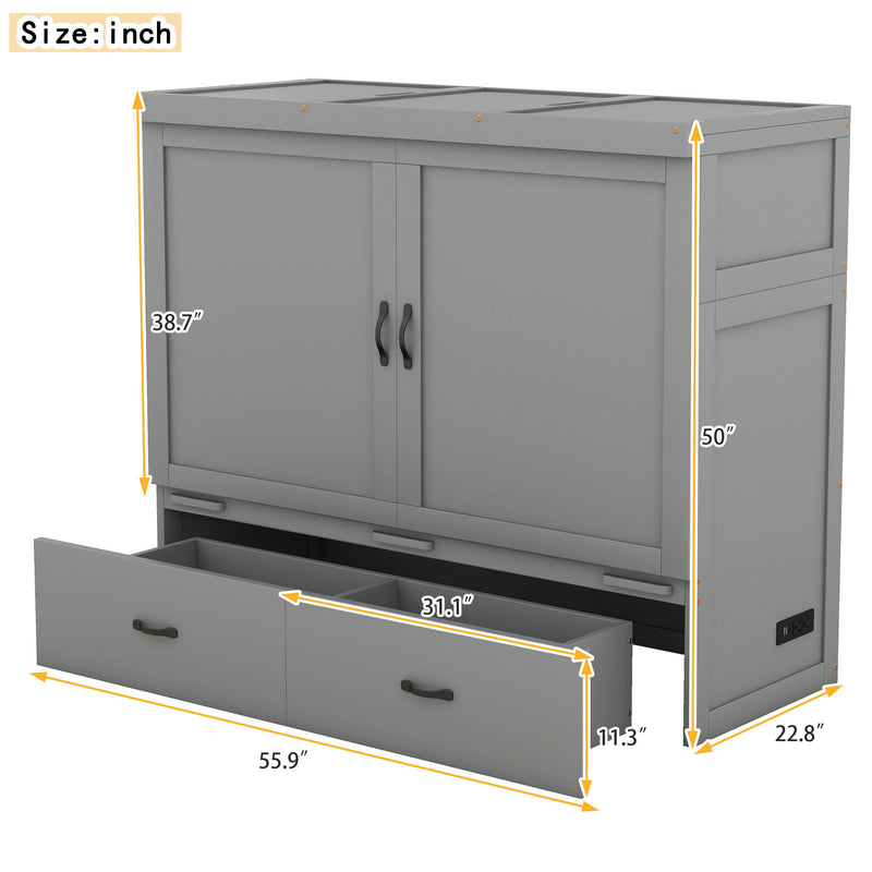 Murphy Bed With USB Port And A Large Drawer