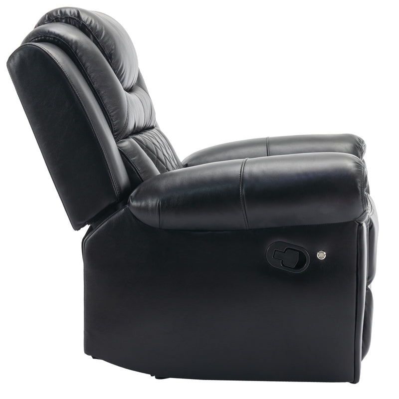 3 Pieces Recliner Sofa Sets Home Theater Seating Manual Recliner Chair With Center Console And LED Light Strip For Living Room