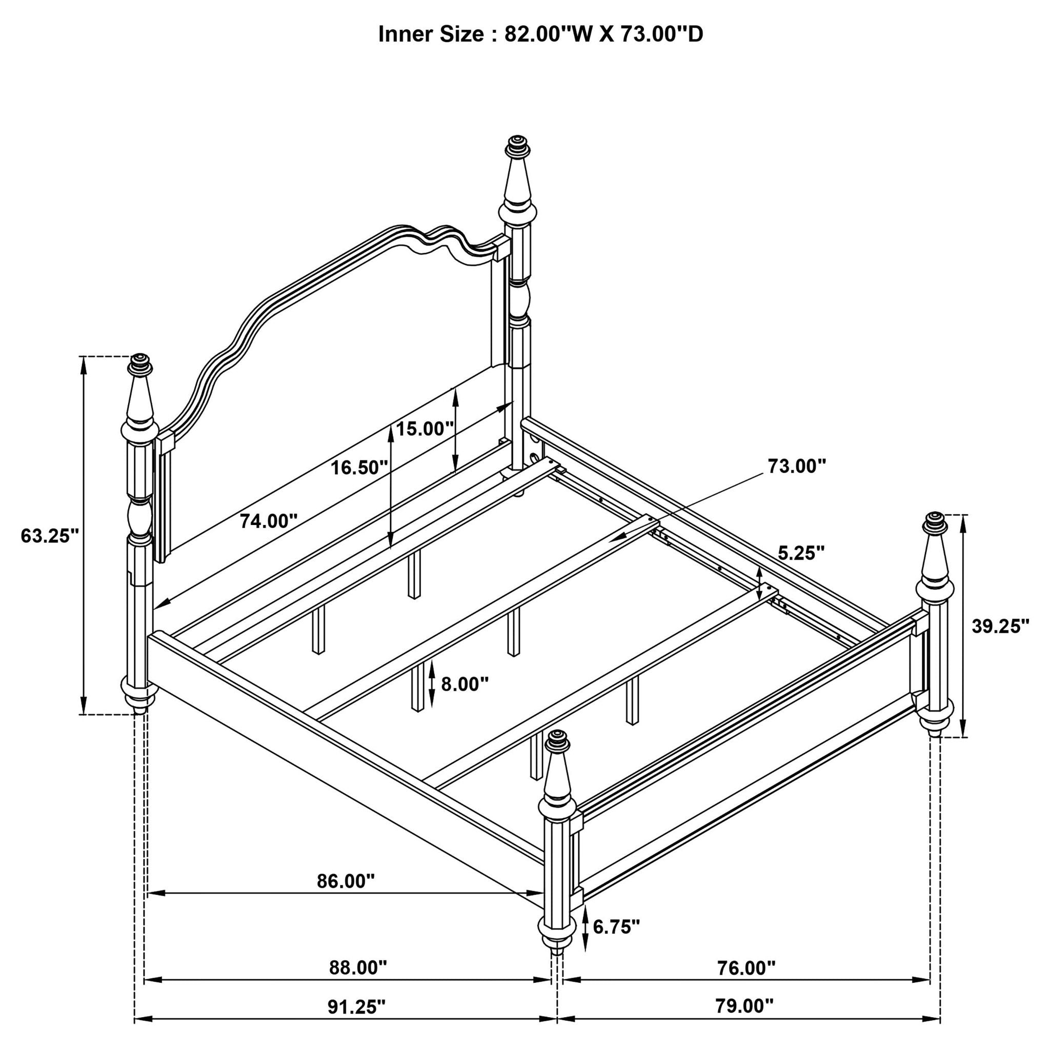 Andover 63-inch Four Poster California King Bed Dark Oak