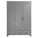 3 Door Storage Wardrobe With Cabinets And 2 Hanging Rods - Gray