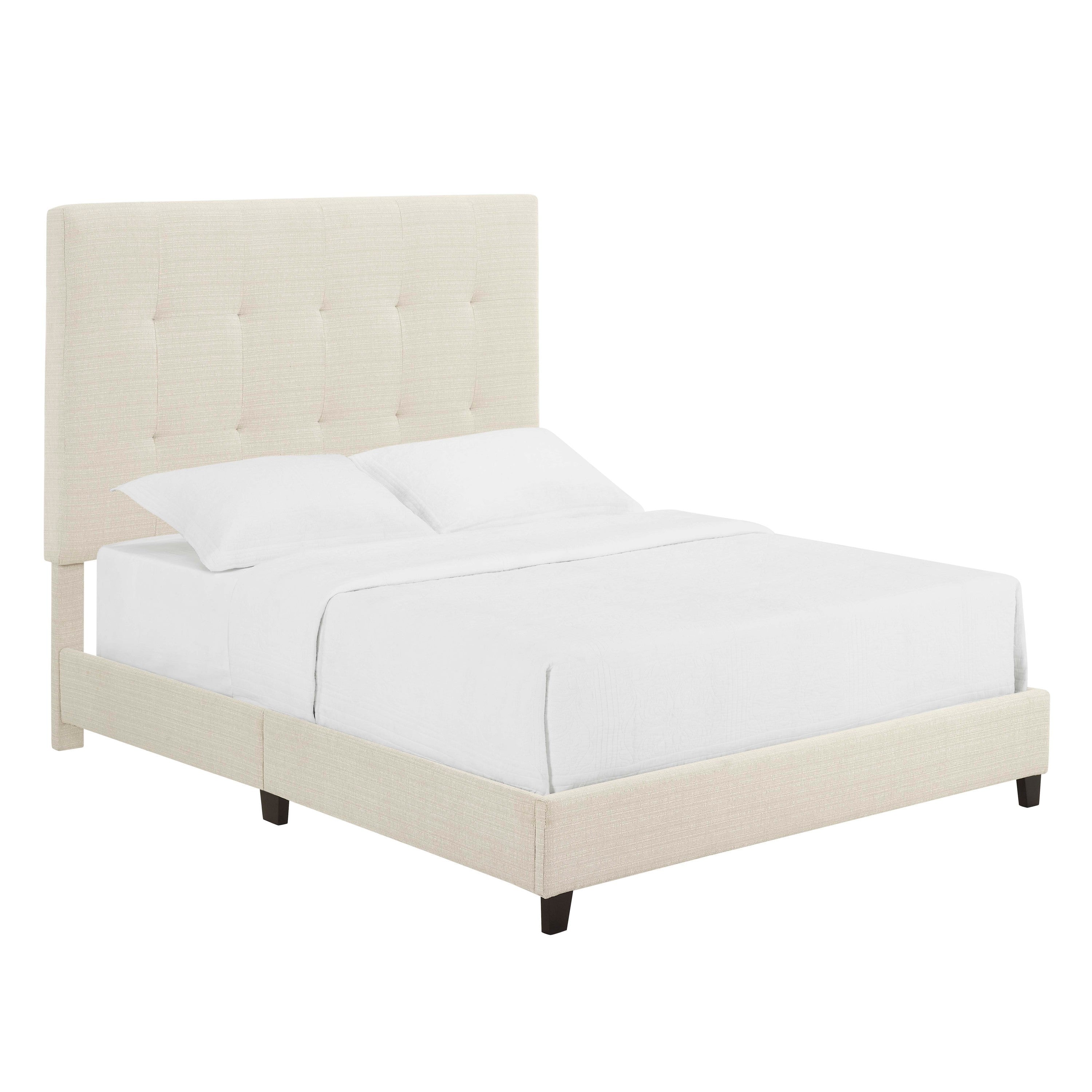 Bridgevine Home Queen Size Beige Tufted Upholstered Platform Bed - Atlantic Fine Furniture Melbourne FL