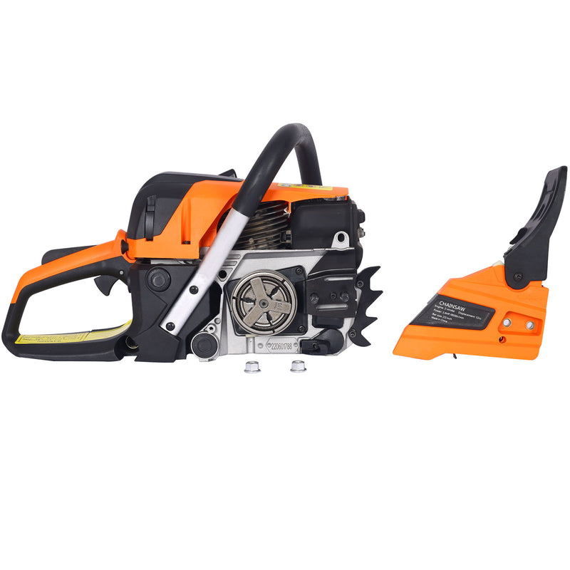 Professional Gasoline Chainsaw 20" 52Cc For Tree And Wood Cutting - Orange