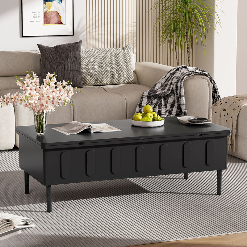 Lift Top Coffee Table With 2 Drawers With Hidden Storage Compartment For Living Room