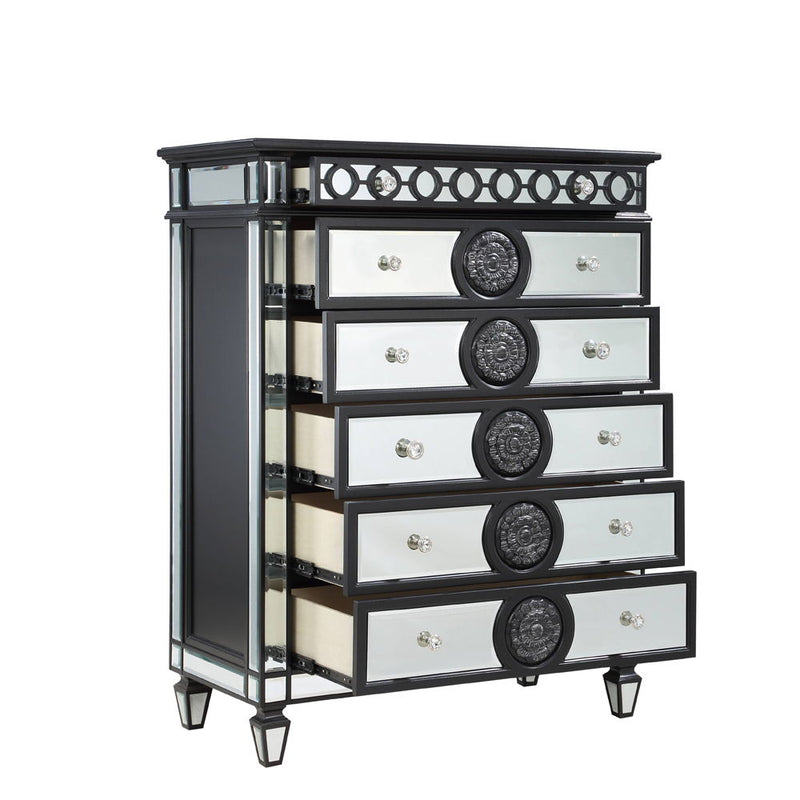 Varian II - Chest - Black Velvet & Black & Sliver Finish - Atlantic Fine Furniture Inc