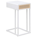 Amherst - 1-Drawer Radio Weave Cane Metal Side Table