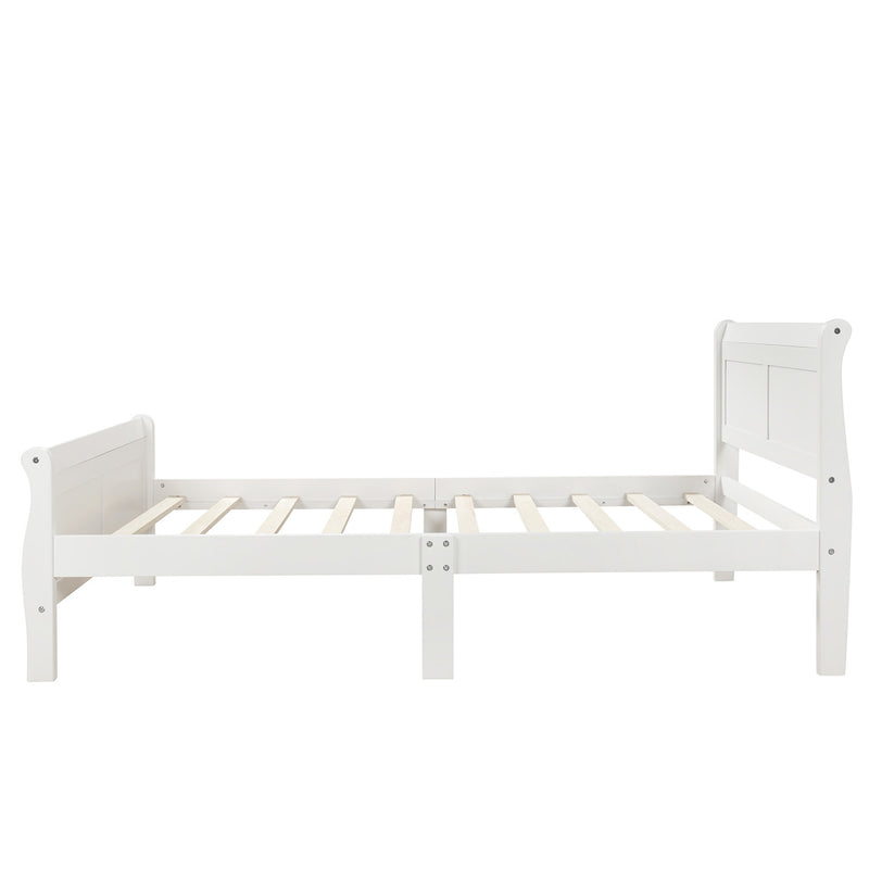 Wood Platform Bed Twin Bed Frame Mattress Foundation Sleigh Bed with Headboard/Footboard/Wood Slat Support