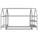 Twin size wood house bed with storage shelf and hanger ,kids bedroom set,Grey