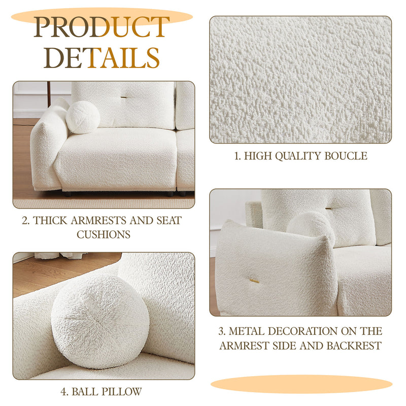 2 Seater Cushion Sofa With 2 Cushions And 2 Ball Pillows