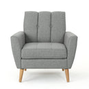 Fabric Channel Stitch Club Chair With Tufted Back - Gray