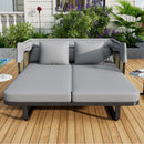 Outdoor Patio Rattan Daybed With Detachable Pillows