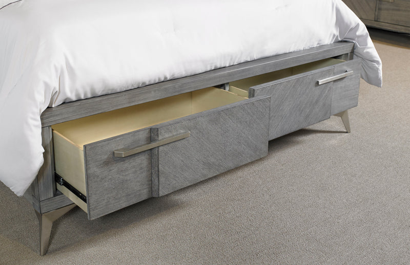 Storage Bed With Bookmatched Veneer