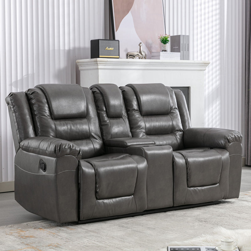 Home Theater Recliner Set Manual Recliner Chair With Wide Armrest, Two Built-In Cup Holders For Living Room