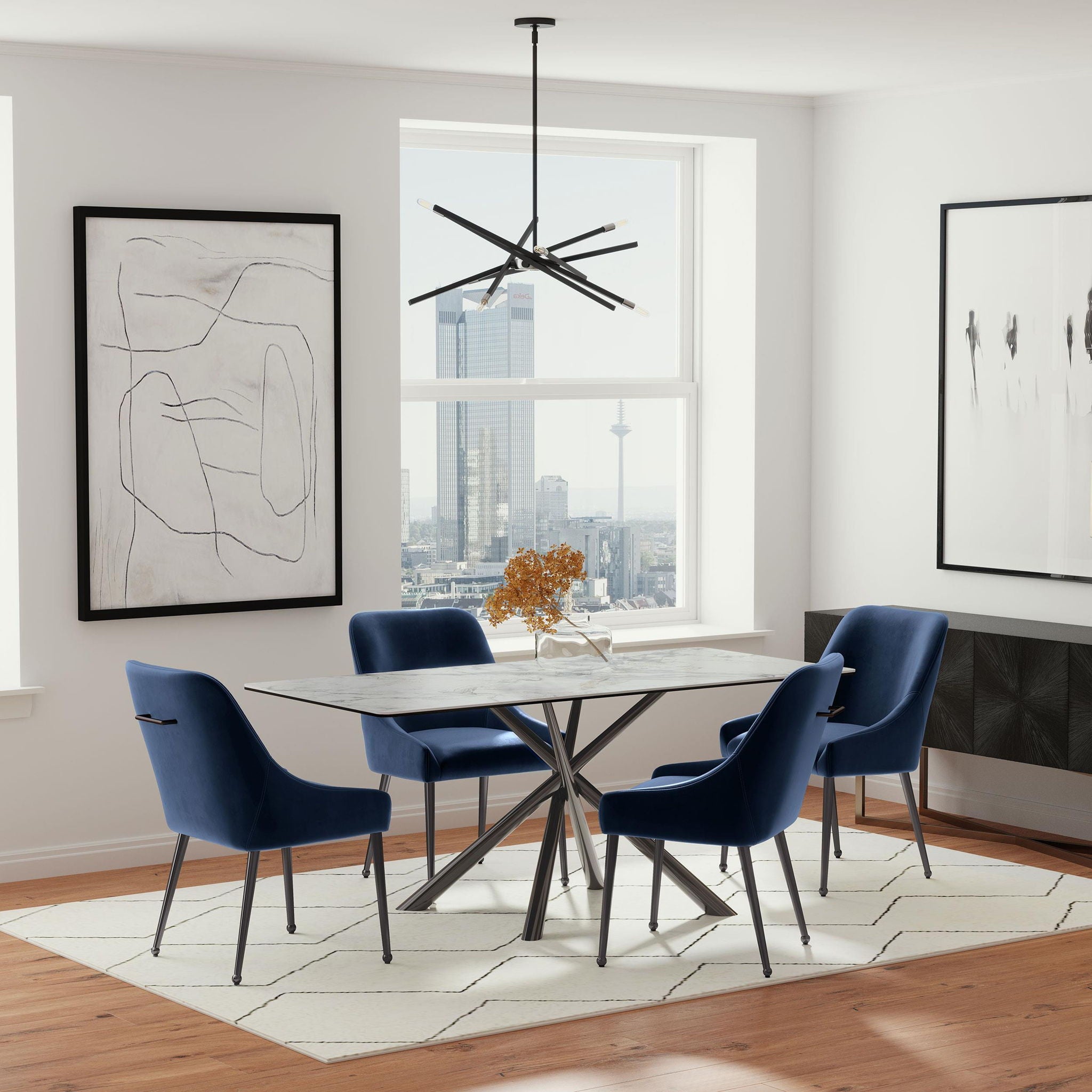 Mayette Upholstered Dining Side Chair Blue (Set of 2) - Atlantic Fine Furniture Melbourne FL