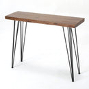 Modern Industrial Breakfast Bar Table, Metal Hairpin Legs & Wood Veneer Top - Natural