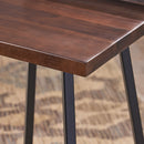 Outdoor Bar Stool With Low Backrests And Wood Seats (Set of 2) - Dark Brown / Black