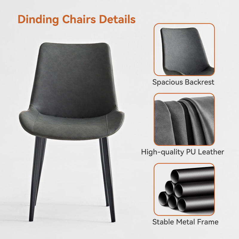 Dining Table Set, Chairs (Set of 2) - Grey