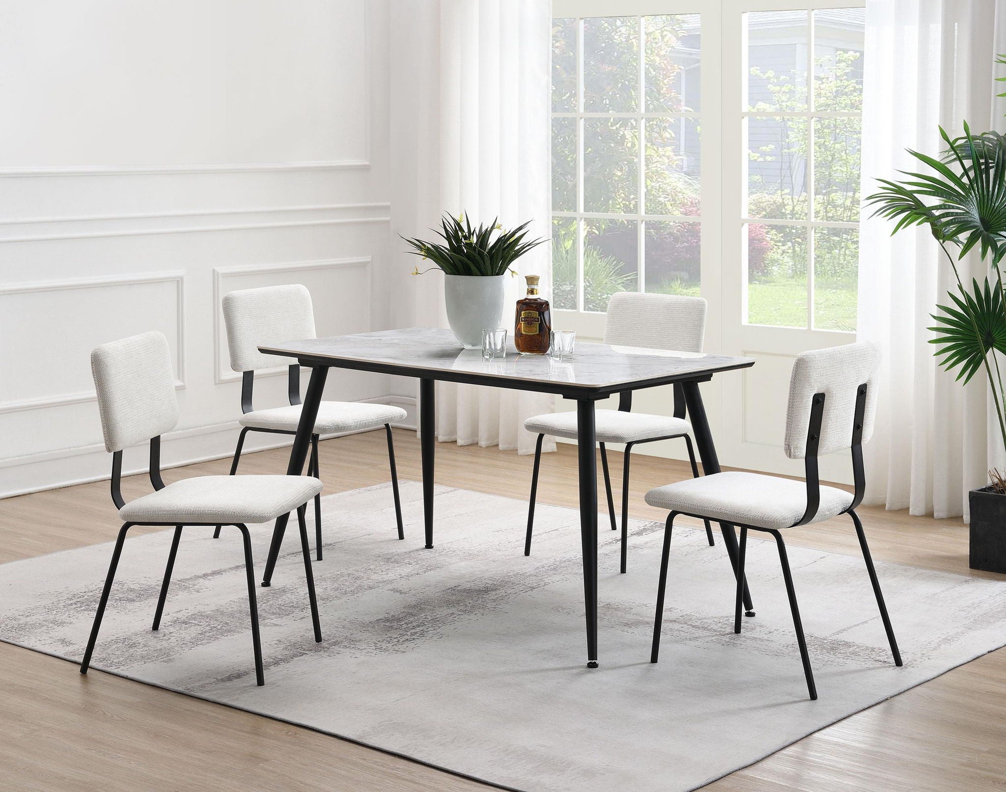 Calla Fabric Upholstered Dining Side Chair White (Set of 2) - Atlantic Fine Furniture Melbourne FL