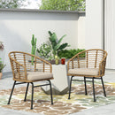 Randy - Modern Wicker Chair With Water Resistant Cushions - Brown / Beige