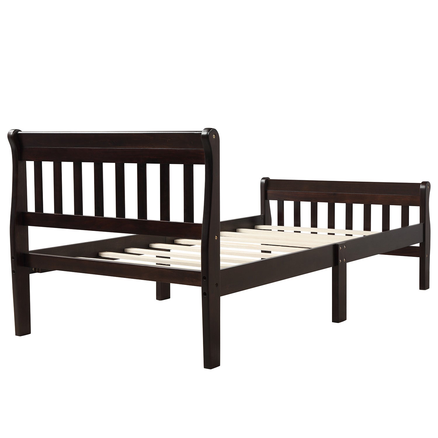Wood Platform Bed Twin Bed Frame Panel Bed Mattress Foundation Sleigh Bed with Headboard/Footboard/Wood Slat Support - Atlantic Fine Furniture Melbourne FL