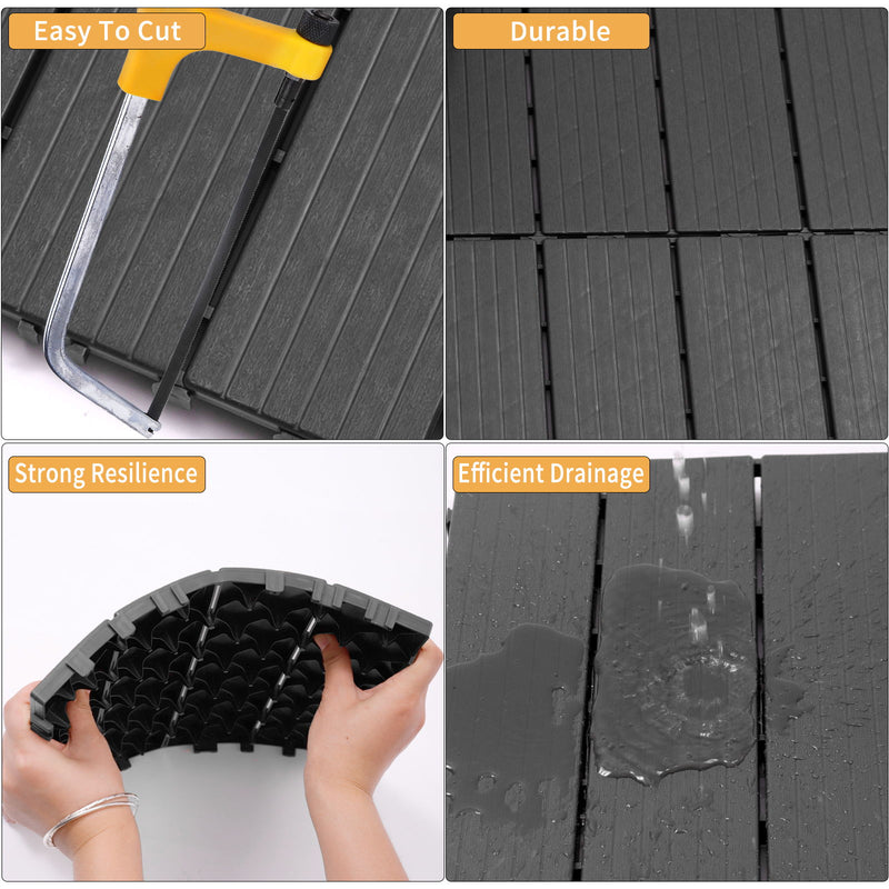 Plastic Interlocking Deck Tiles, Waterproof All Weather Use