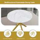Round Dining Table With Extendable Blades, X Base
