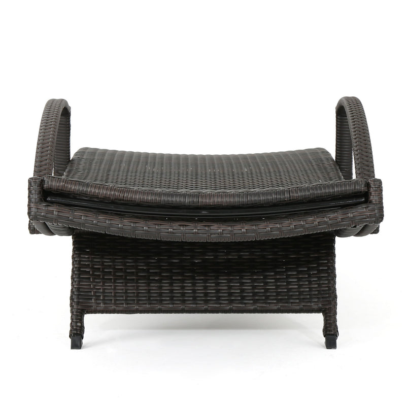 Salem - Contemporary Wicker Chaise Lounge With Arm, Weather Resistant