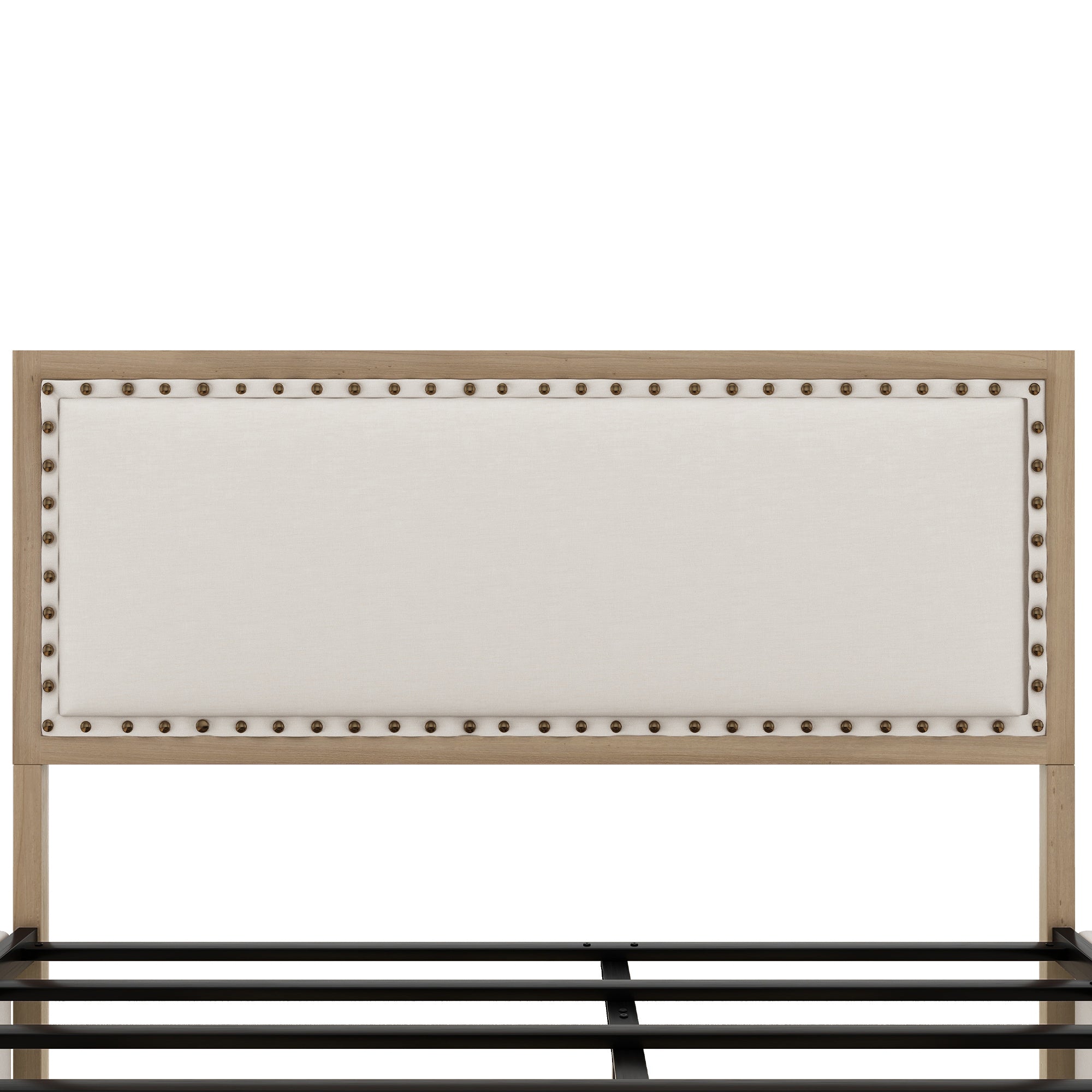 Full Size Upholstered Platform Bed with Nailhead Decoration and 4 Drawers, Brown - Atlantic Fine Furniture Melbourne FL