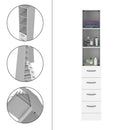 Linen Cabinet, 3 Shelves, 4 Drawers And Metal Handles - White