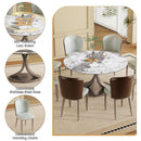 Round Dining Table With 360° Rotating Lazy Susan Scratch & Heat - Dark Purple / White