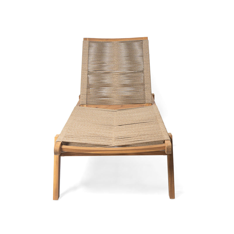 Catania - Outdoor Rope Chaise Lounge (Set of 2) - Teak / Beige