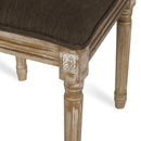 French Country Dining Chair With Rectangular Cane Backrest And Smooth Upholstered Seating