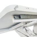 Modern Square Dining Table, Stretchable, with Printed White Marble Table Top+MDF X-Shape Table Leg with Metal Base