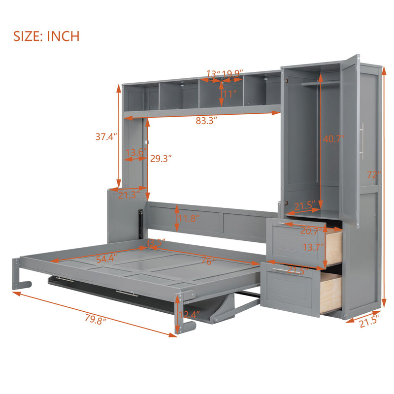 Space Saving Murphy Wall Bed With Closet And Drawers