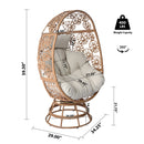 Lenola - Outdoor Patio Wicker Swivel Egg Chair - Brown / Beige