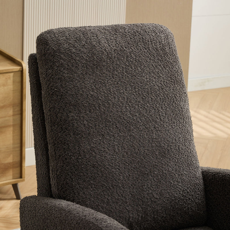 High Back Glider Rocking Chair With Retractable Footrest And Rubber Wood Legs
