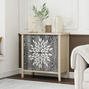 2 Door Carved Storage Cabinet With Adjustable Shelf, Accent Furniture